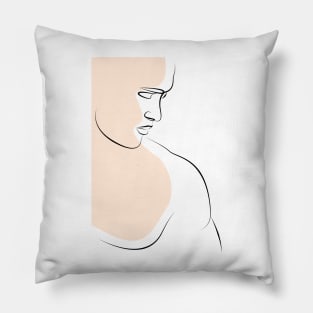 Minimalist Clean Design Line Art Man Pillow