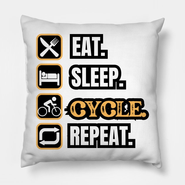 Eat Sleep Cycle Repeat Pillow by Paul Summers