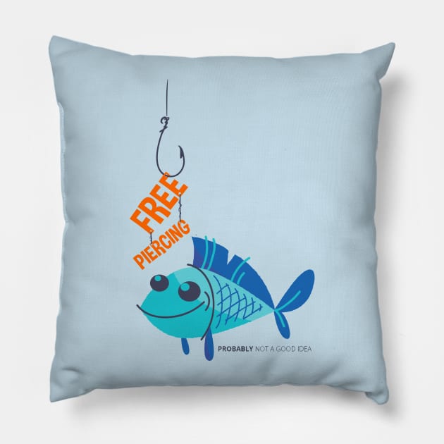 Smiling FISH - Free PIERCING funny ClipArt Pillow by EDDArt