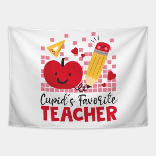 Retro Cupid's Favorite Teacher, Teacher Valentines Day Gift Tapestry