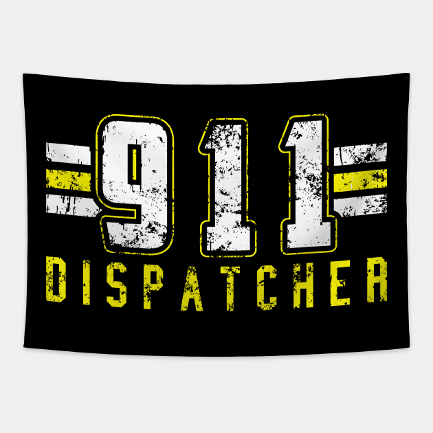 911 American Flag Dispatcher Thin Gold Line Operator Tapestry by LEGO