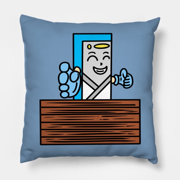 Funny karate chop Pillow by Andrew Hau