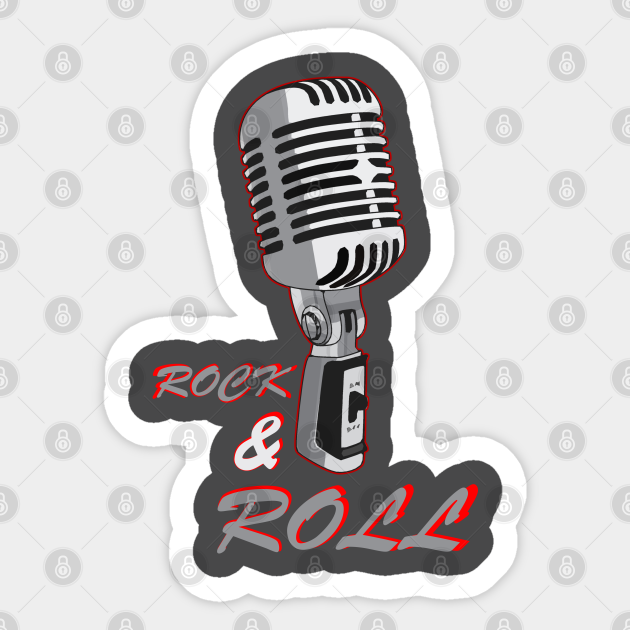 Rock and Roll, microphone - Rock And Roll Microphone - Sticker | TeePublic