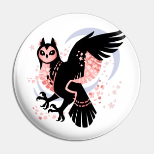 Cherry Blossom Owl Pin