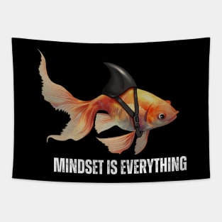 Mindset Motivational quote Cute Goldfish Shark Tapestry