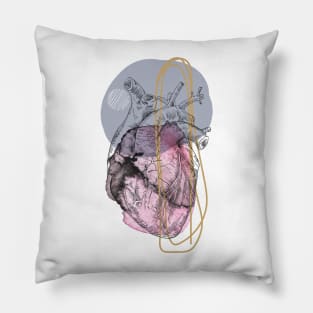 Anatomical heart, engraving drawing. Pillow