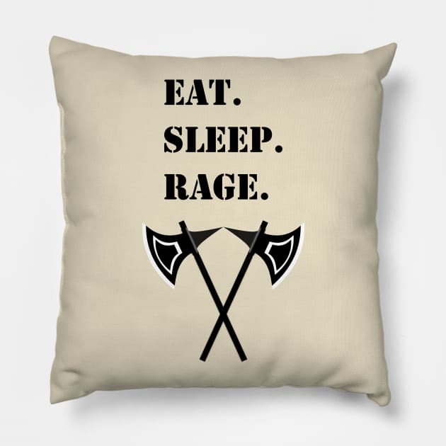 Eat Sleep Rage Barbarian 5E Meme RPG Class Pillow by rayrayray90