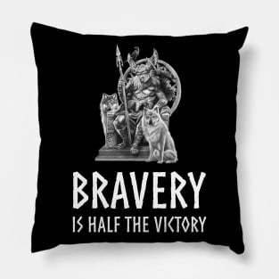 God Odin - Bravery Is Half The Victory - Viking Mythology Pillow