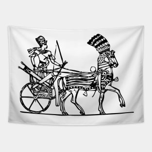 Horse drawn chariot line-art Tapestry