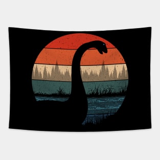 Loch Ness Monster Nessie Retro Sunset Tapestry