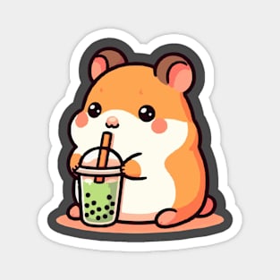 hamster green boba Magnet