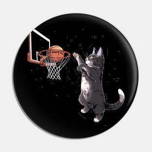 Cat Dunking Basketball Gifts Men Women Kids Funny Cat Pin