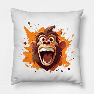 crazy cartoon screaming monkey Pillow