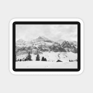 Black and white mountains in Switzerland Magnet