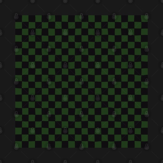 Wonky Checkerboard, Black and Green by Niemand