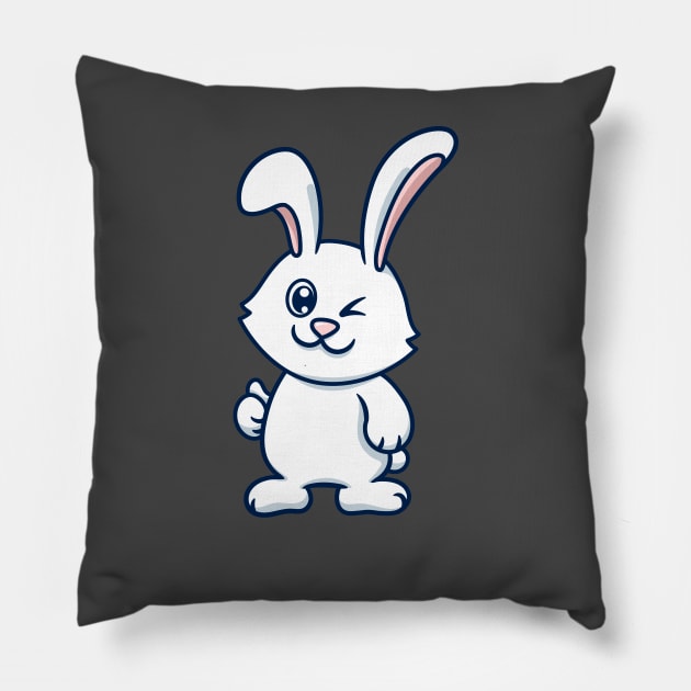 Cute Rabbit Giving Thumb Up Pillow by garistipis