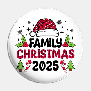 Family Christmas 2025 Leopard Red Plaid Family Matching Xmas Pin