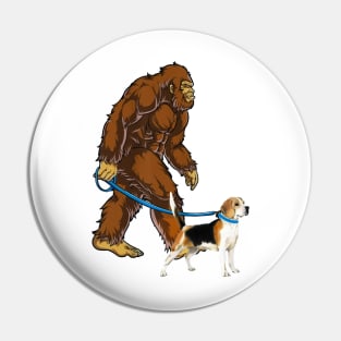 Funny Bigfoot Sasquatch Walking Beagle Pin