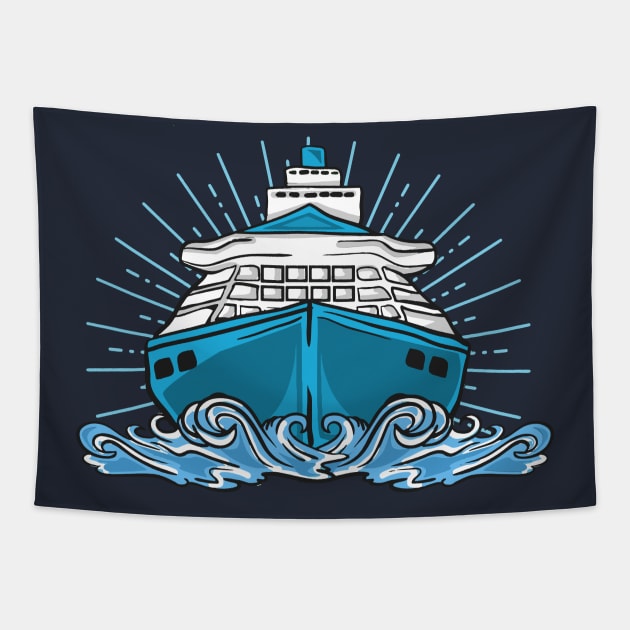 Cruise Cruising Ship Vacation Boat Trip Ocean Tapestry by Shirtbubble