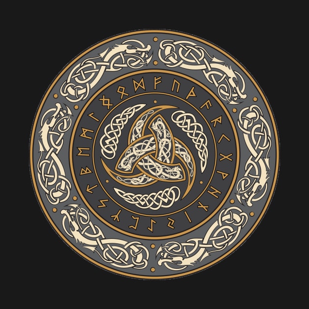 Horns of Odin Norse Triskelion with Runes by AgemaApparel