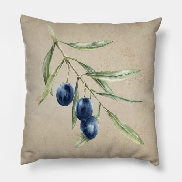 Vintage olives Pillow by Anna H