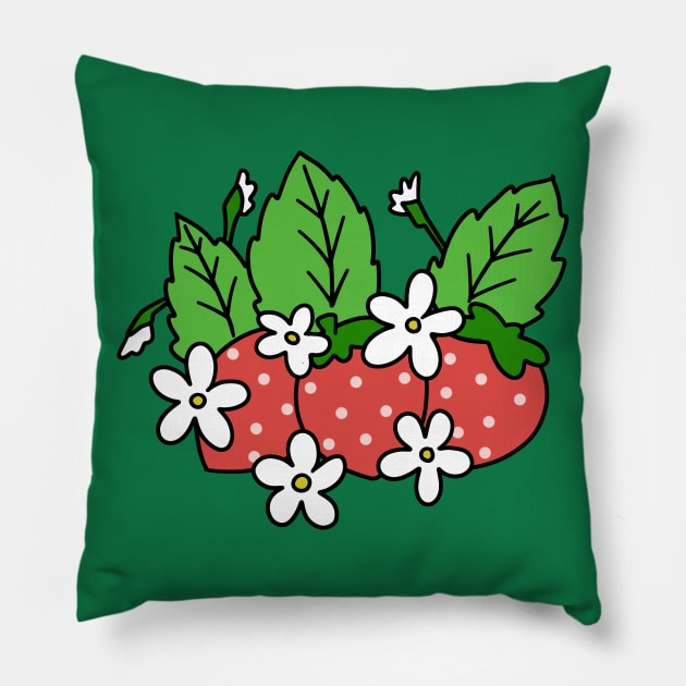 Flowery Strawberries Pillow by saradaboru