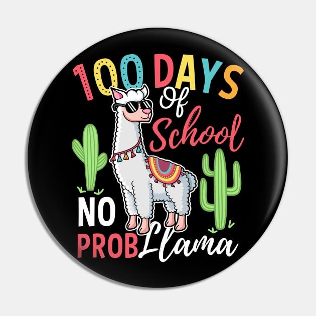 Happy 100th Day Of School No Prob Llama Gift Pin by HCMGift