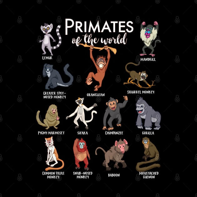 Many species of monkeys - types of primates by Modern Medieval Design