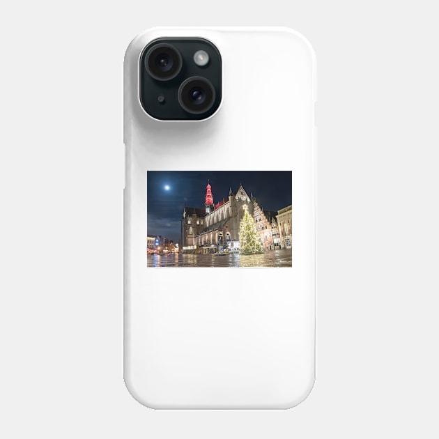 Haarlem Night - Christmas at the St Bavo Church Phone Case by RichardGibb