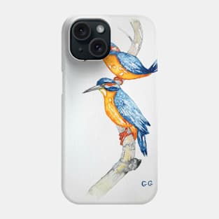 Blue Kingfishers bird art bird lovers printable bird art Phone Case