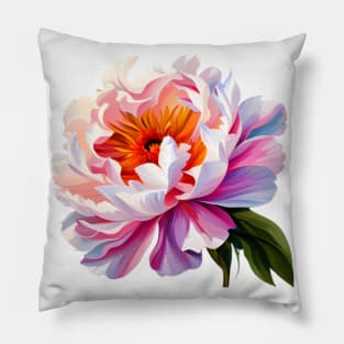 Elegant Ombre Pink Peony Flower Watercolor Floral Art Pillow