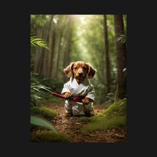 Cute Samurai Puppy in Forest T-Shirt