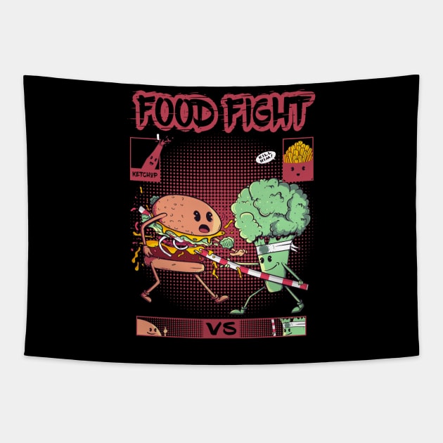FOOD FIGHT Tapestry by NathanRiccelle