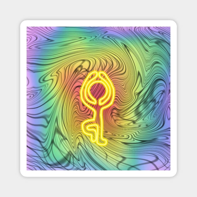 Neon Zen on Rainbow Black and White Magnet by mushriah333