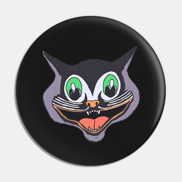 Vintage Halloween Cat Face Sticker Pin by CheriesArt