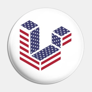 Laravel logo with USA flag for Events Pin