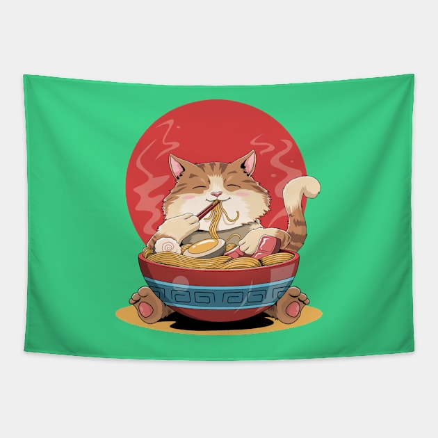 Ramen Cat Tapestry by AngelFlame