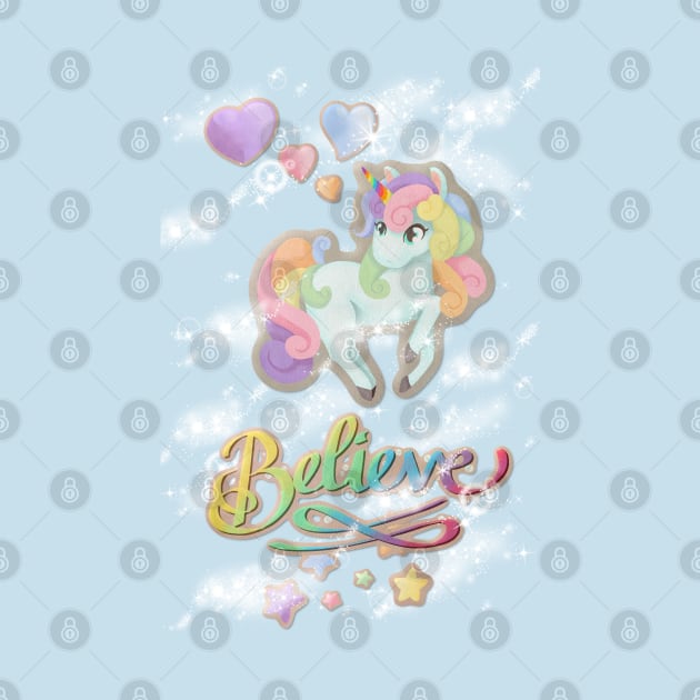 Believe in Unicorns - kawaii unicorn and pegasus including alpaca (pacacorn), cats (catacorn), narwhales, and penguins (pengacorn) by SamInJapan