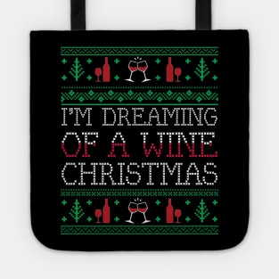 Funny Wine Drinking Xmas Ugly Christmas Sweater Tote