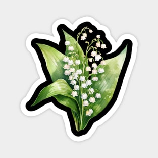 Lily of the valley, lily design, flowers, floral art, watercolor illustration of lily of the vally, poisonous plant, may, birth flower Magnet