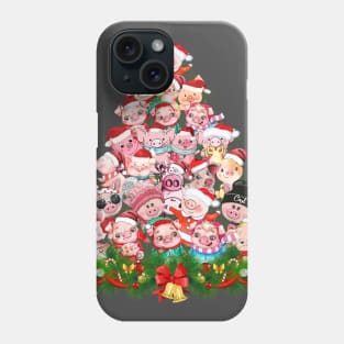 Pig Merry Christmas Tree. Phone Case