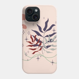 Abstract shapes stars and tropical leaves digital design Phone Case