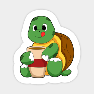 Turtle with Cup of Coffee Magnet