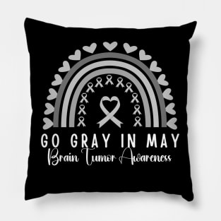 Go Gray In May Gray Awareness Ribbon (Brain Tumor/Cancer) Pillow