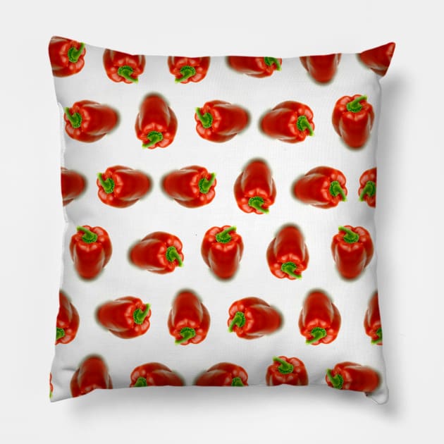 Red peppers pattern Pillow by Gaspar Avila