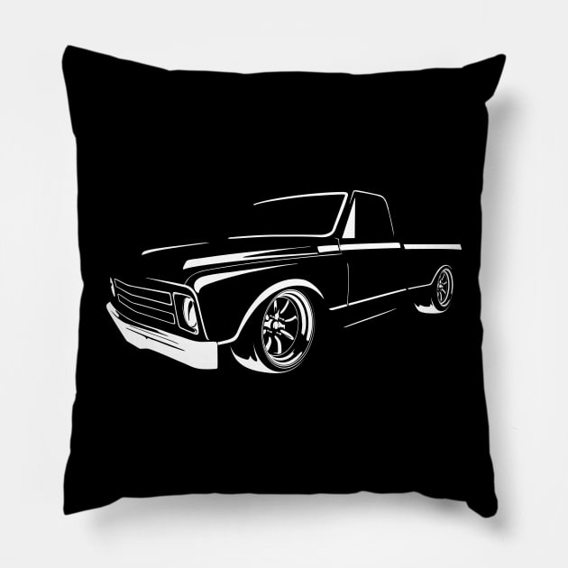 Chevy C10 silhouette Pillow by small alley co