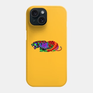 wild tiger ecopop in mexican totonac patterns art Phone Case
