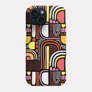 Collage Fun Pink White Orange on Black Phone Case