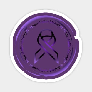 Hope•Faith•Strength Awareness Ribbon (Purple&Black) 2 Magnet