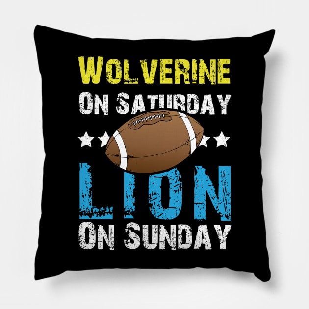 Wolverine On Saturday Lion On Sunday Apparel Pillow by chidadesign